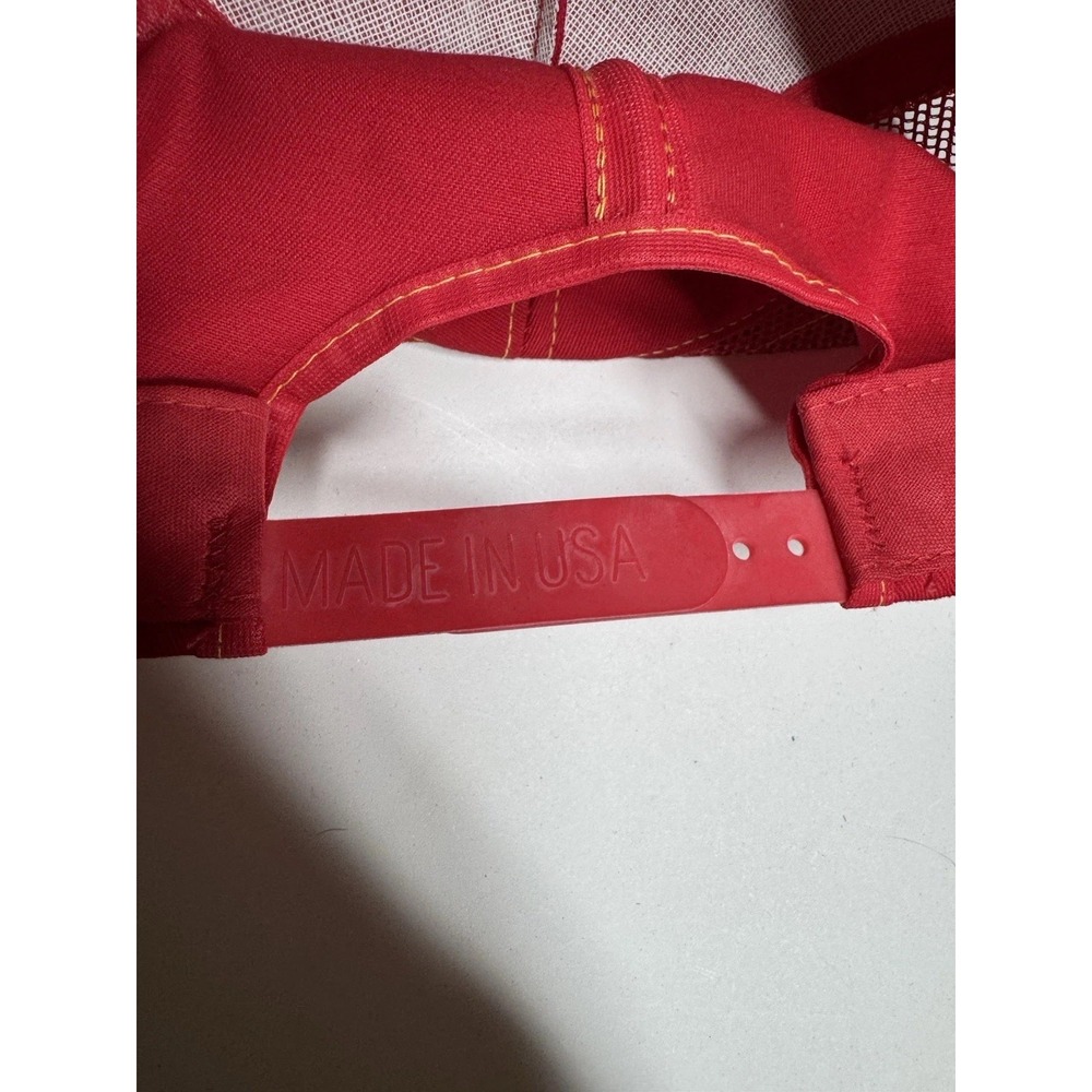 Vtg Pierce Firetrucks Ballcap Snapback Trucker Mesh Red/Yellow - Picture 5 of 5
